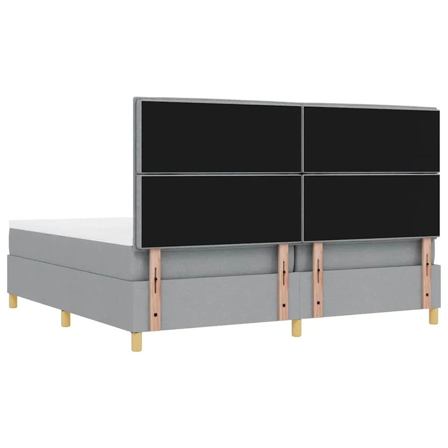 Lit à ressorts avec matelas Gris clair 200 x 200 cm tissu - 8