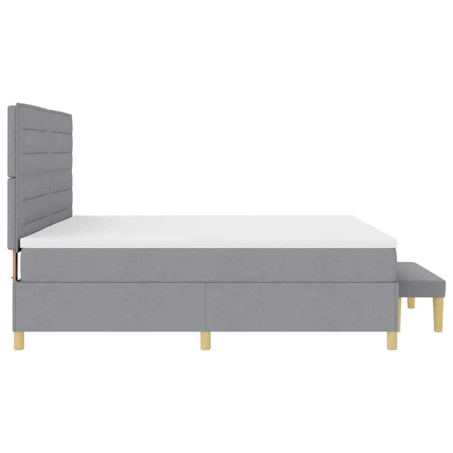 Lit à ressorts avec matelas Gris clair 200 x 200 cm tissu - 9
