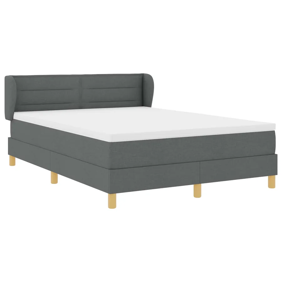 Lit à ressorts avec matelas Gris foncé 140 x 190 cm tissu - 4