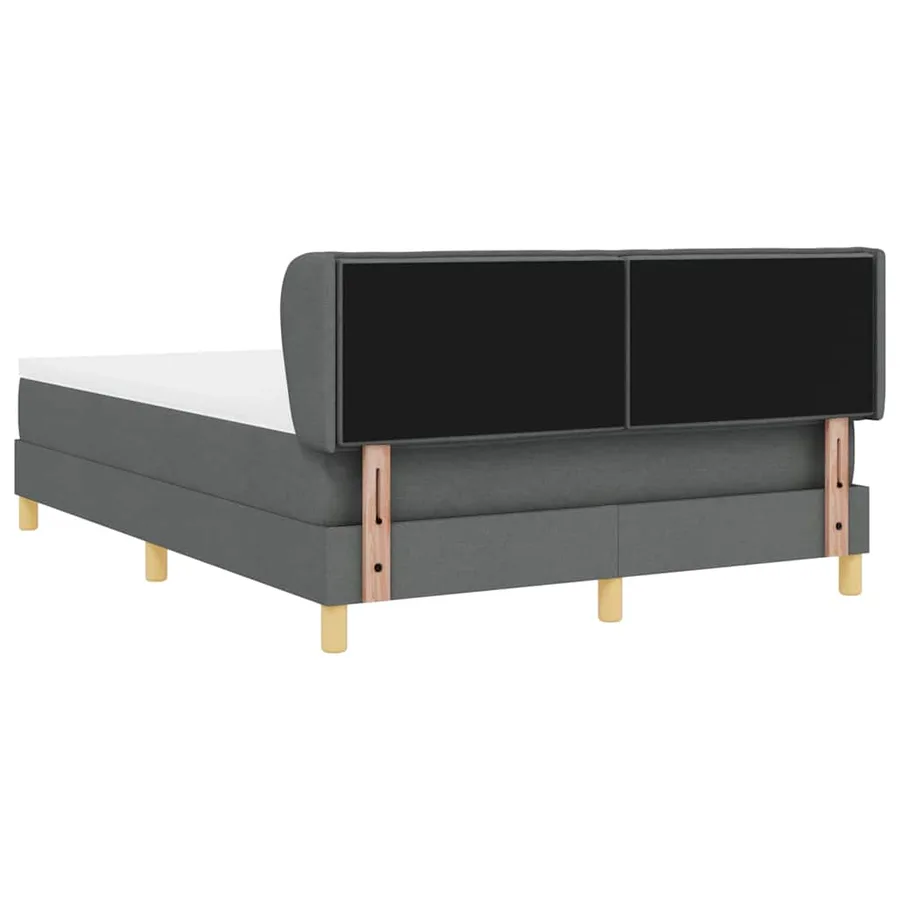 Lit à ressorts avec matelas Gris foncé 140 x 190 cm tissu - 7