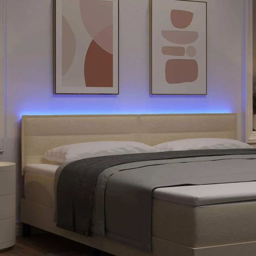Tête de lit LED avec bandes LED Crème 180 cm tissu - 4