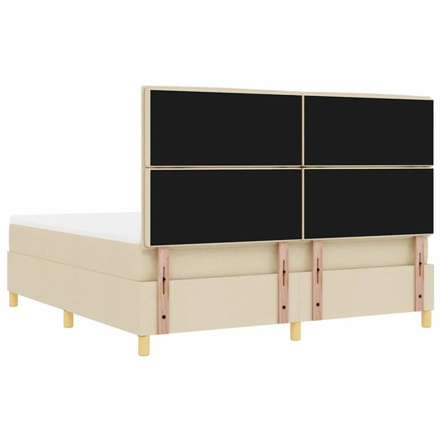 Lit à ressorts avec tête de lit Crème 200 x 180 cm tissu - 8