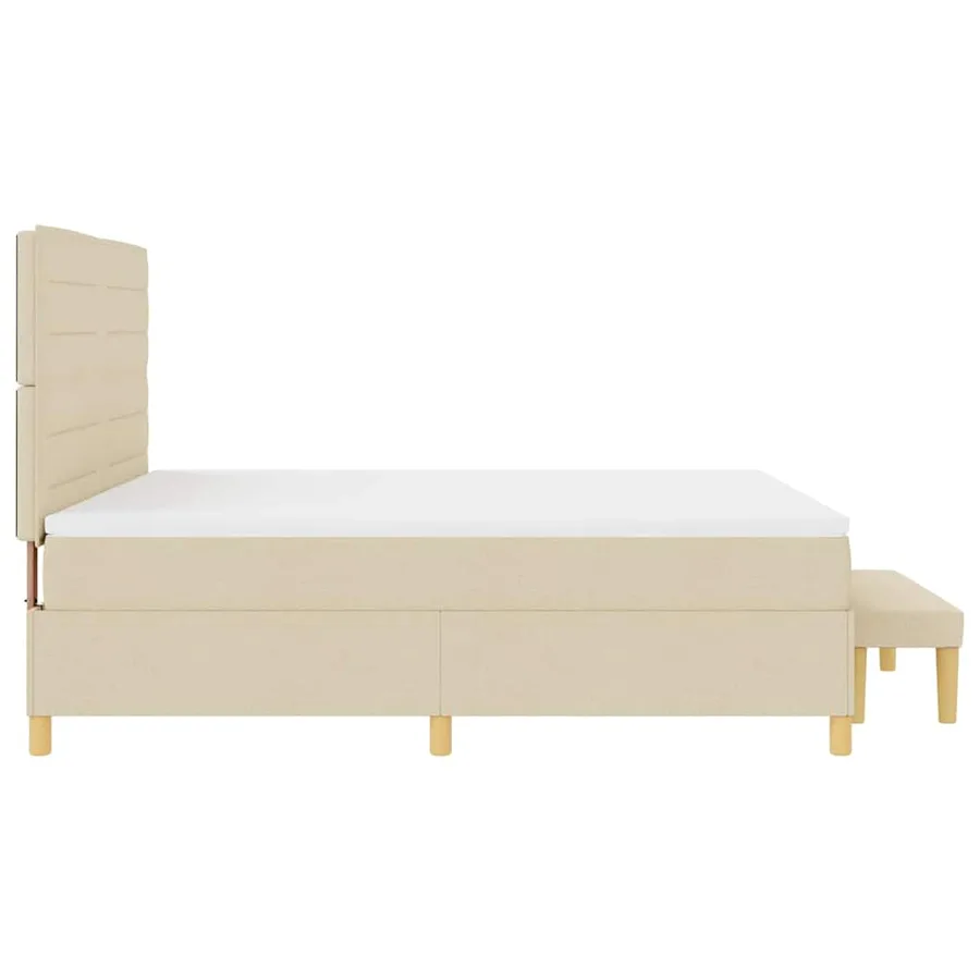 Lit à ressorts avec tête de lit Crème 200 x 180 cm tissu - 9