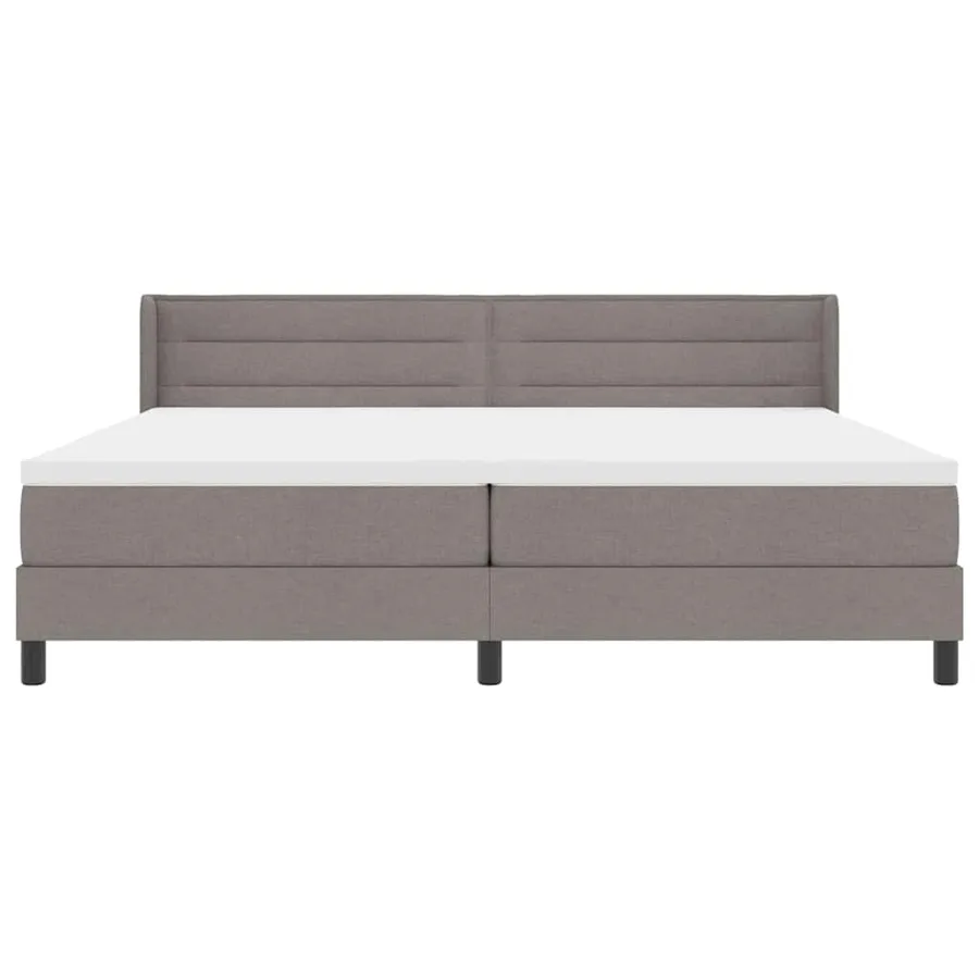 Lit à ressorts avec tête de lit Taupe 200 x 200 cm tissu - 7