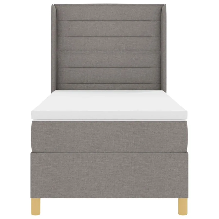 Lit à ressorts avec matelas Taupe 100 x 200 cm tissu - 6