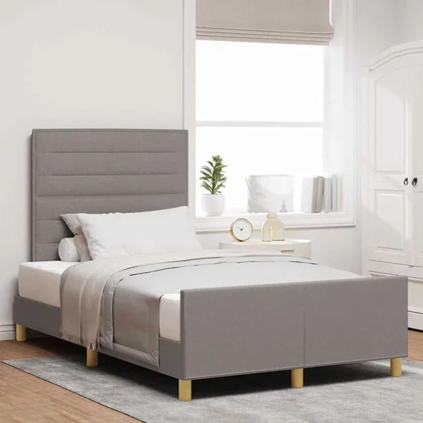 Cadre de lit avec tête de lit Taupe 120 x 200 cm tissu