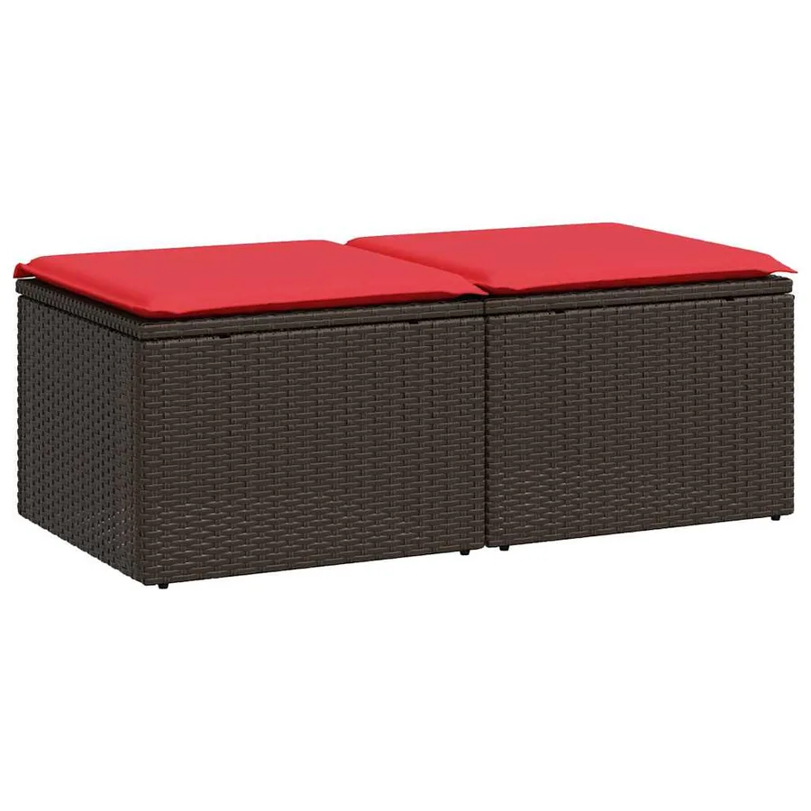 Salon de jardin avec coussins 2pcs marron résine tressée acacia - 2