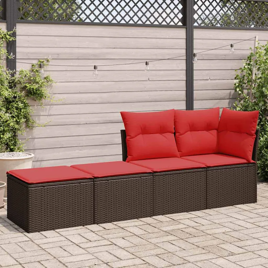 Salon de jardin avec coussins 2pcs marron résine tressée acacia - 3