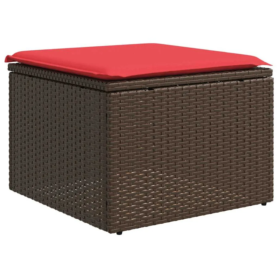 Salon de jardin avec coussins 2pcs marron résine tressée acacia - 4