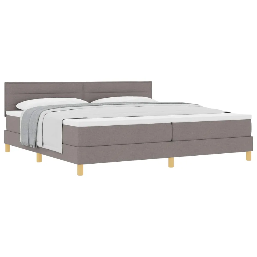 Lit à ressorts avec coussin Taupe 200 x 200 cm tissu - 2
