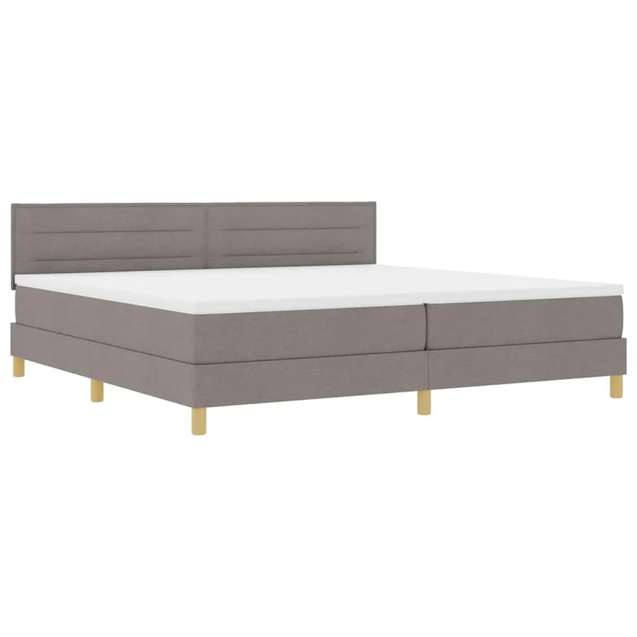 Lit à ressorts avec coussin Taupe 200 x 200 cm tissu - 4