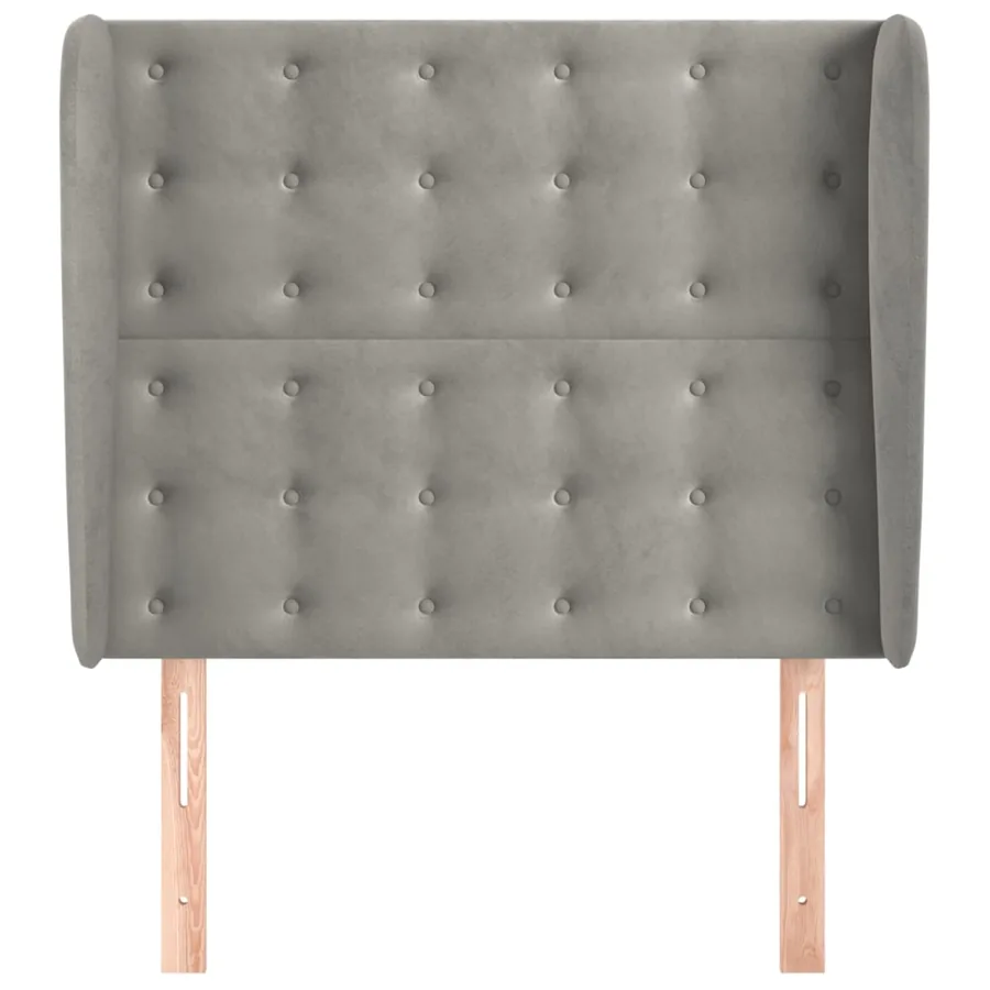 Tête de lit avec oreilles Gris clair 103x23x118/128 cm Velours - 3