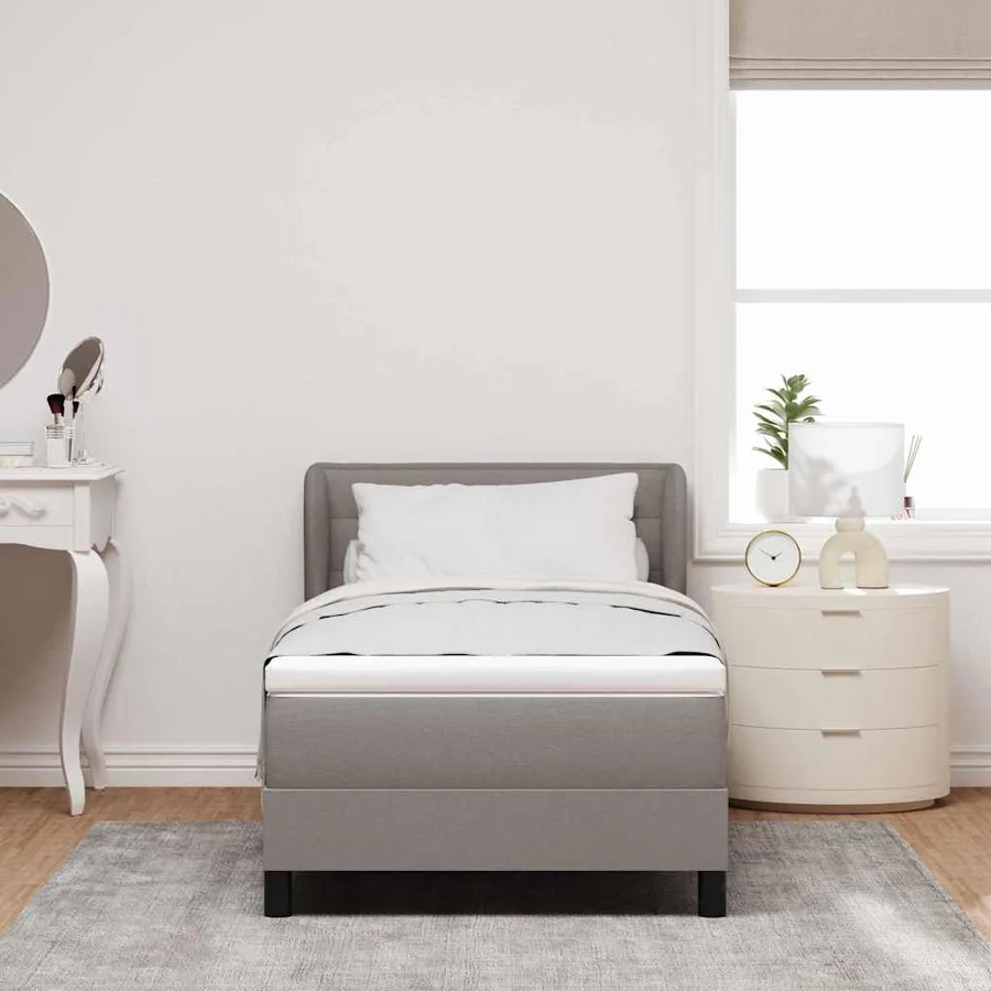 Lit à ressorts avec matelas Taupe 80 x 200 cm tissu - 3