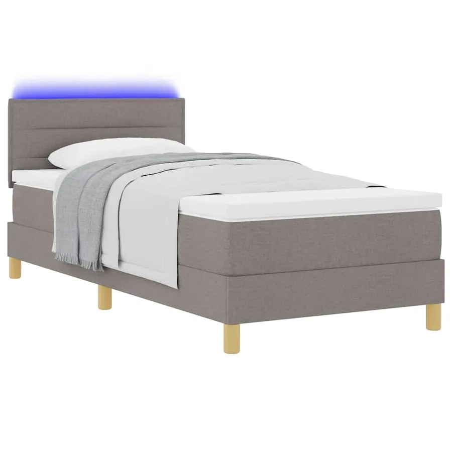 Lit à ressort LED avec bandes LED Taupe 80 x 200 cm tissu - 3