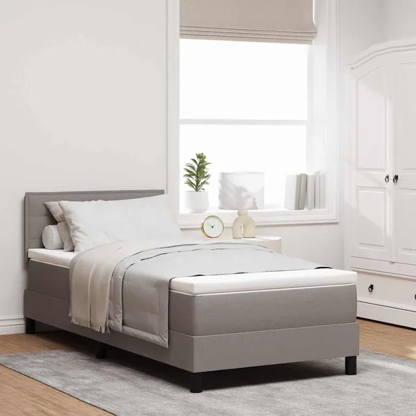 Lit à ressorts avec matelas avec LED Taupe 80 x 200 cm tissu