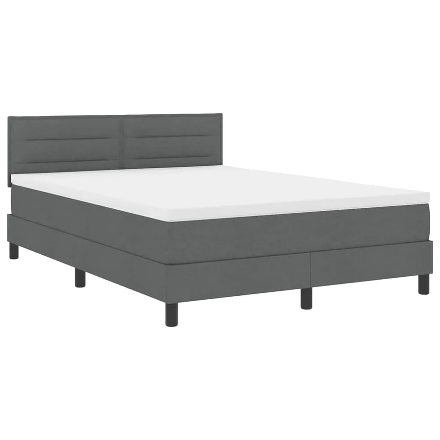 Lit à ressorts avec matelas Gris foncé 140 x 190 cm tissu - 2