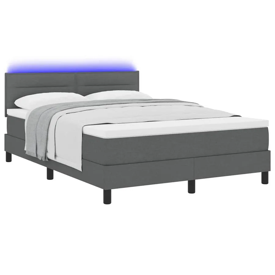 Lit à ressorts avec matelas Gris foncé 140 x 190 cm tissu - 3