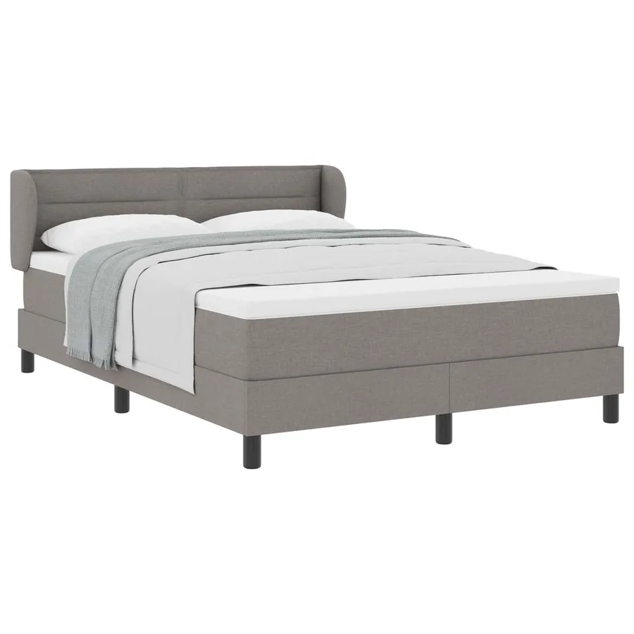 Lit à ressorts avec matelas Taupe 140 x 190 cm tissu - 2