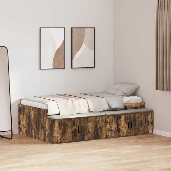 Cadre de lit Chêne fumé 90 x 200 cm Bois d'ingénierie