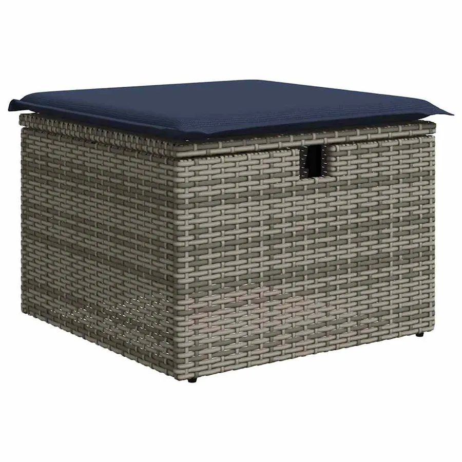 Ensemble de canapé de jardin 7 pcs avec coussins gris résine tressée - 6