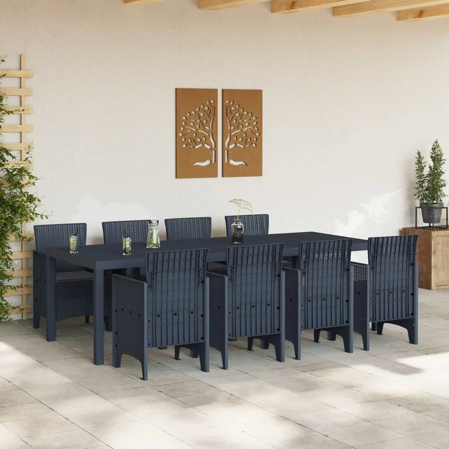 Ensemble de salle à manger pour jardin 9 pcs Anthracite - 3