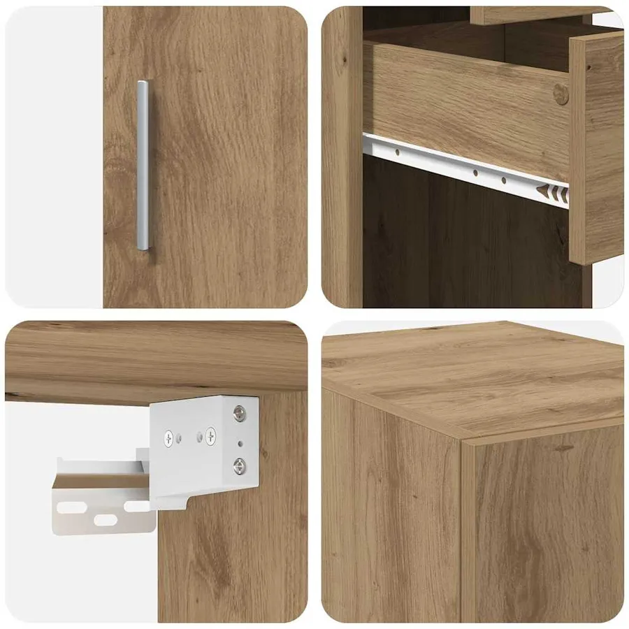 Armoire de rangement 2 pcs Chêne artisanal 30 x 42,5 x 225 cm - 10