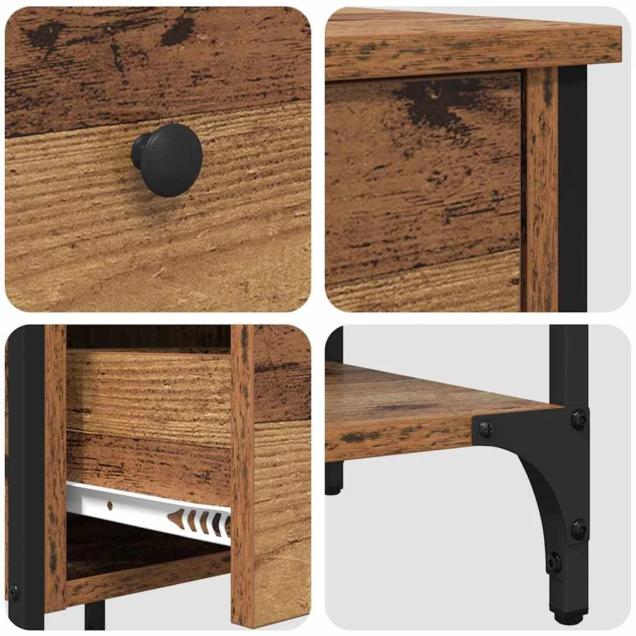 Cabinet de chevet avec tiroir 2 pcs Marron 33,5 x 36 x 70 cm - 10
