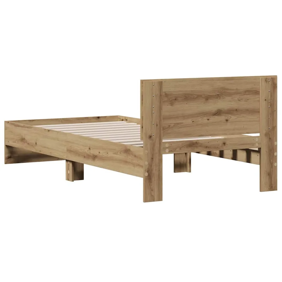 Cadre de lit Chêne artisanal 75 x 190 cm Bois d'ingénierie - 7