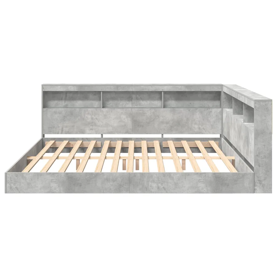Lit Bibliothèque Gris béton 180 x 200 cm Bois d'ingénierie - 5