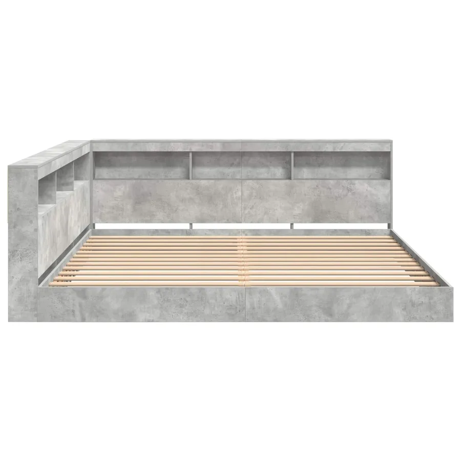 Lit Bibliothèque Gris béton 180 x 200 cm Bois d'ingénierie - 6