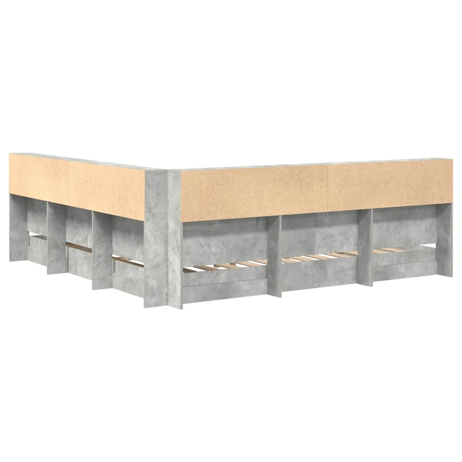 Lit Bibliothèque Gris béton 180 x 200 cm Bois d'ingénierie - 7