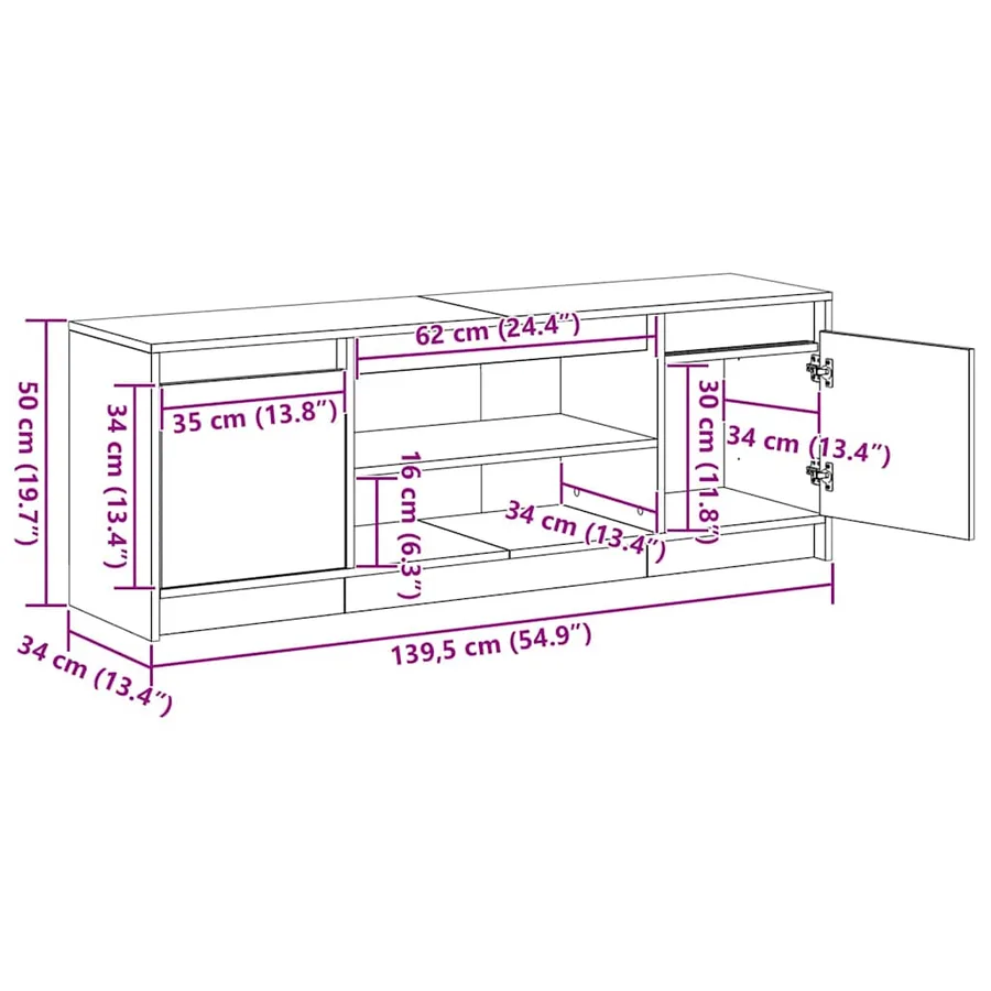Unites TV Marron 139,5 x 34 x 50 cm Bois d'ingénierie - 14