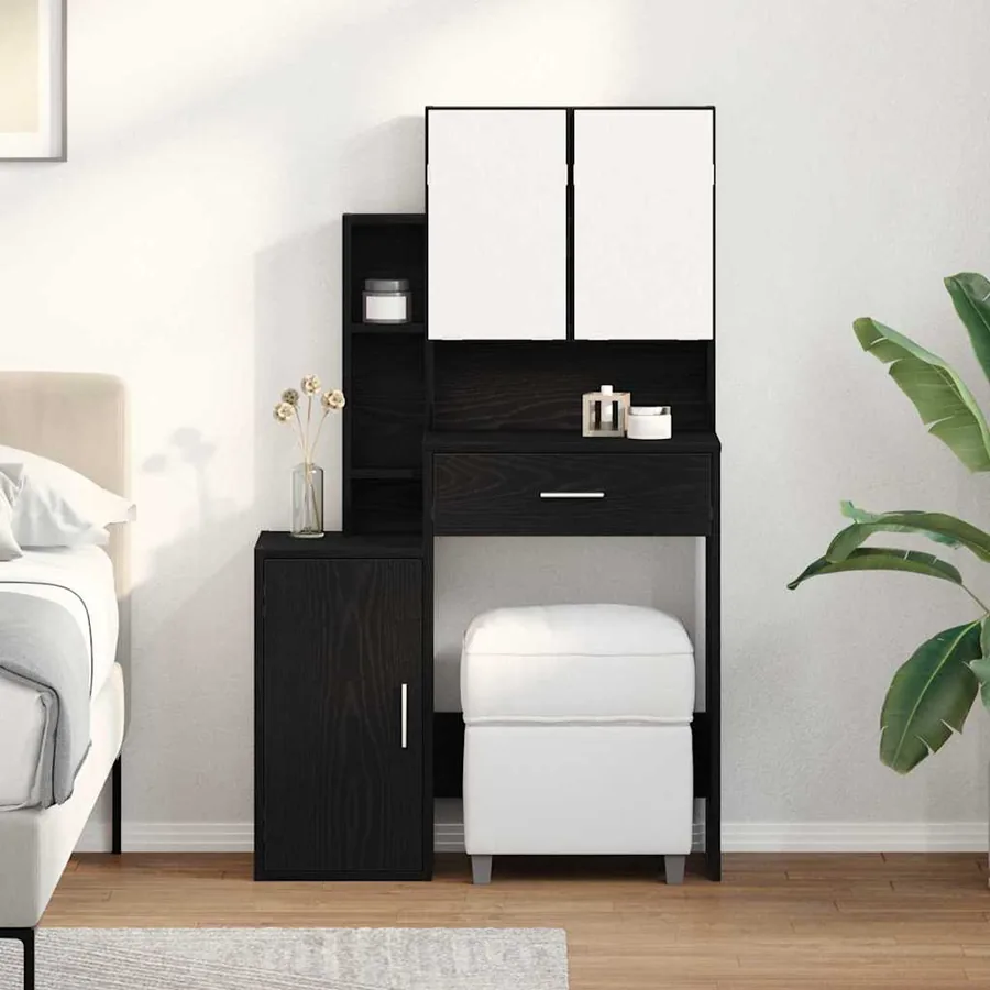 Table de Toilette Chêne noir 80 x 35 x 132 cm Bois d'ingénierie