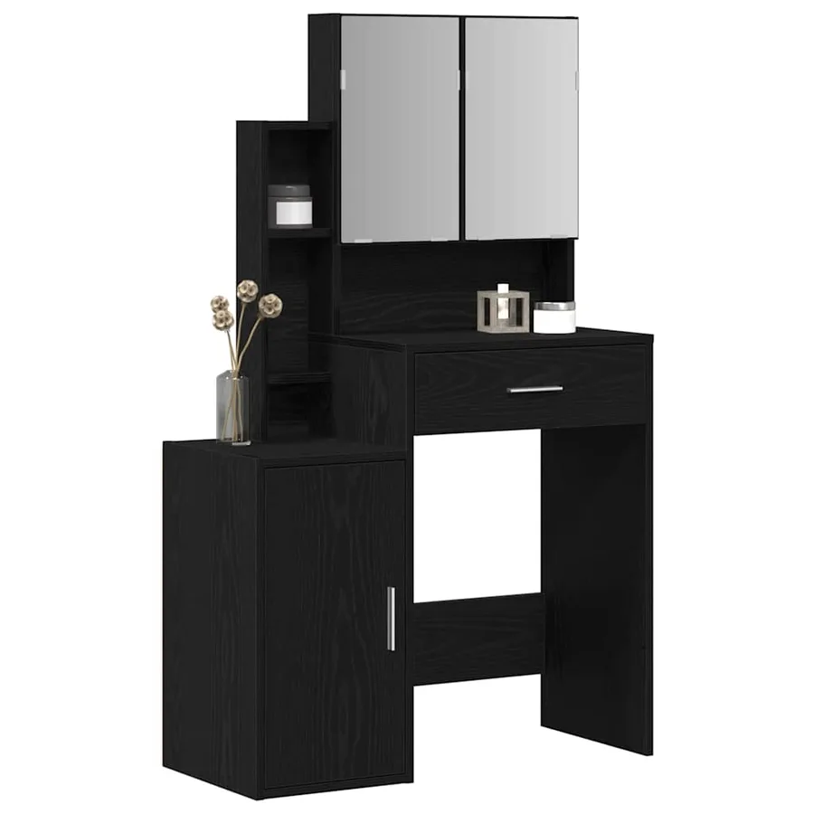 Table de Toilette Chêne noir 80 x 35 x 132 cm Bois d'ingénierie - 3