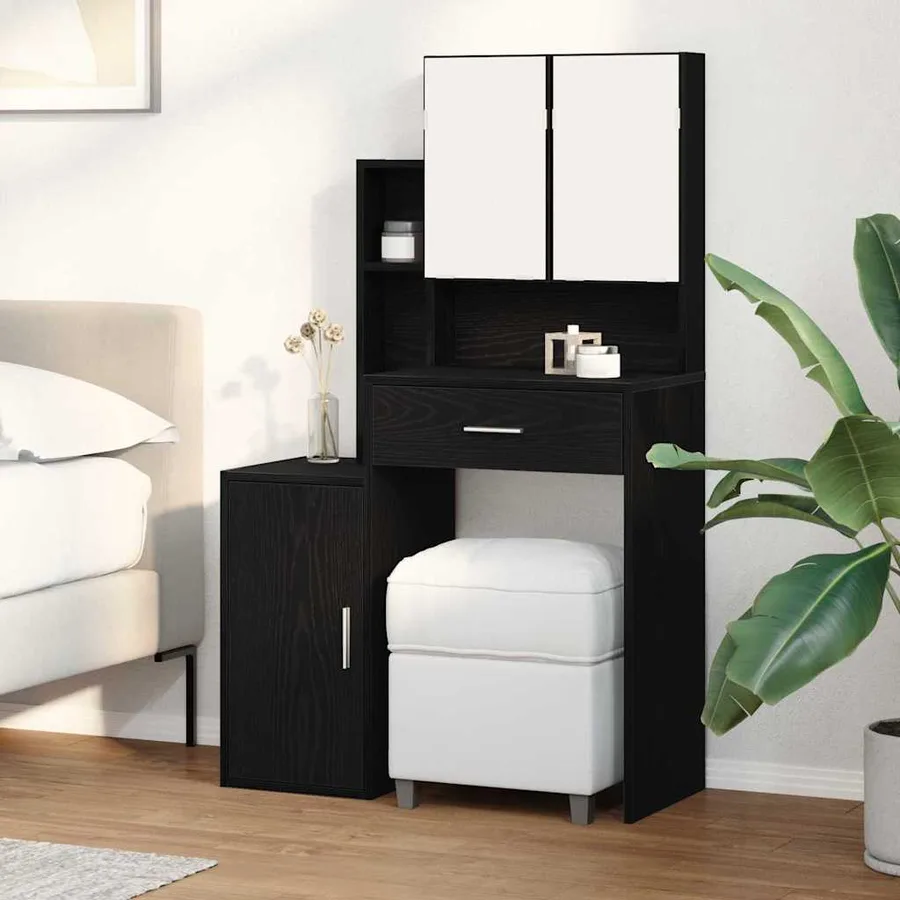 Table de Toilette Chêne noir 80 x 35 x 132 cm Bois d'ingénierie - 4