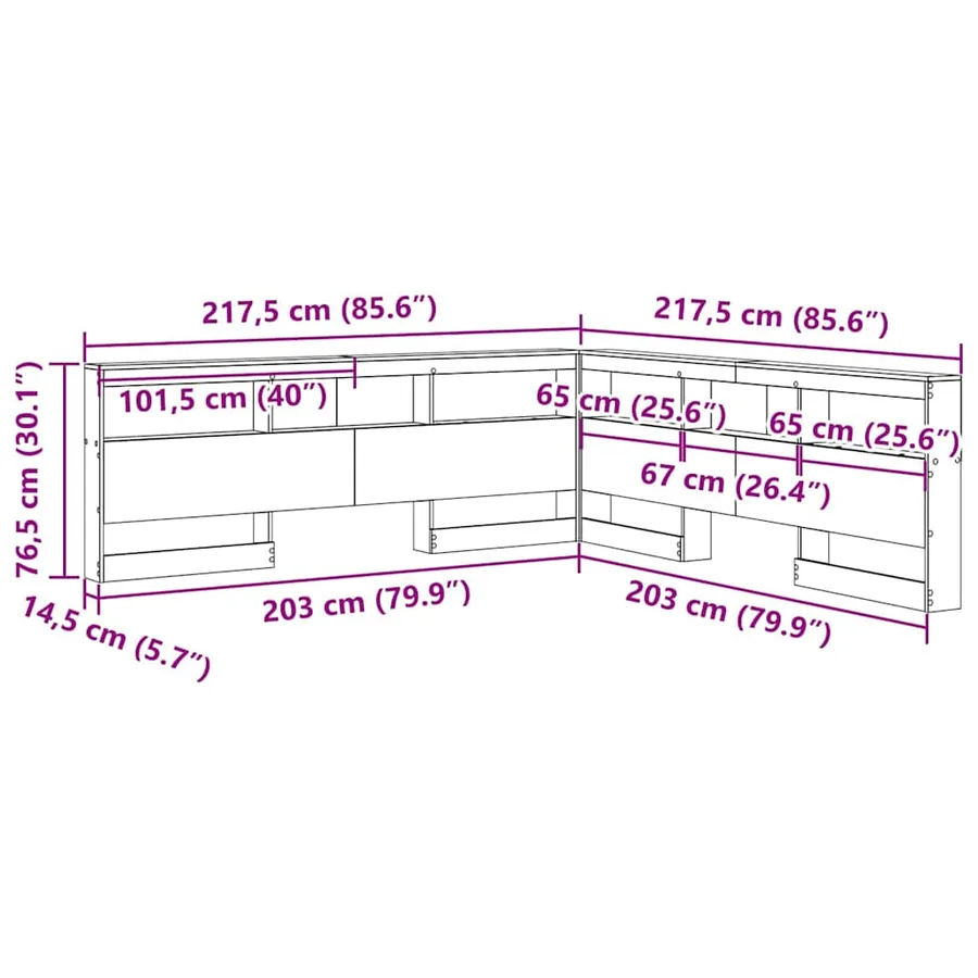 Tête de lit de rangement Bois Ancien 200 cm Bois d'ingénierie - 12