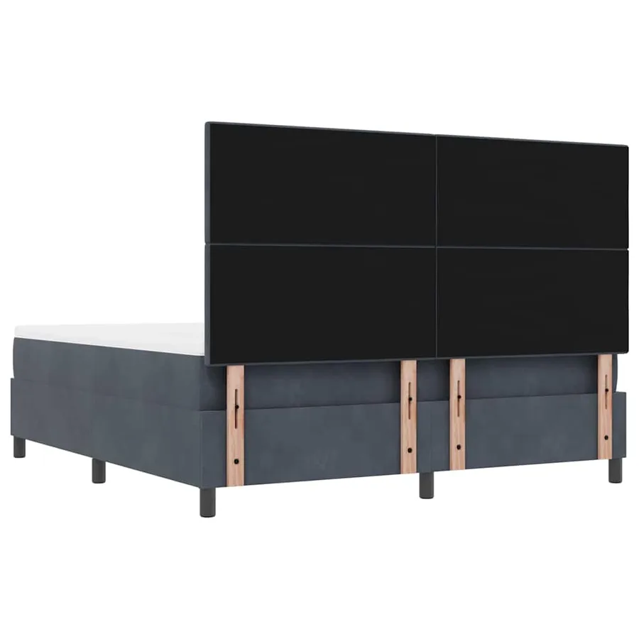Lit à ressorts avec tête de lit Gris foncé 200 x 180 cm Velours - 8