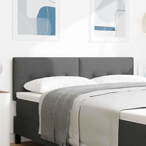 Tête de lit LED avec bandes LED Gris foncé 160 cm tissu