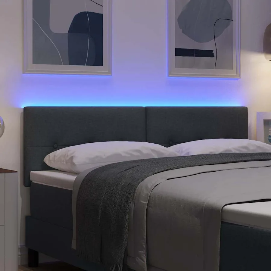 Tête de lit LED avec bandes LED Gris foncé 160 cm tissu - 4