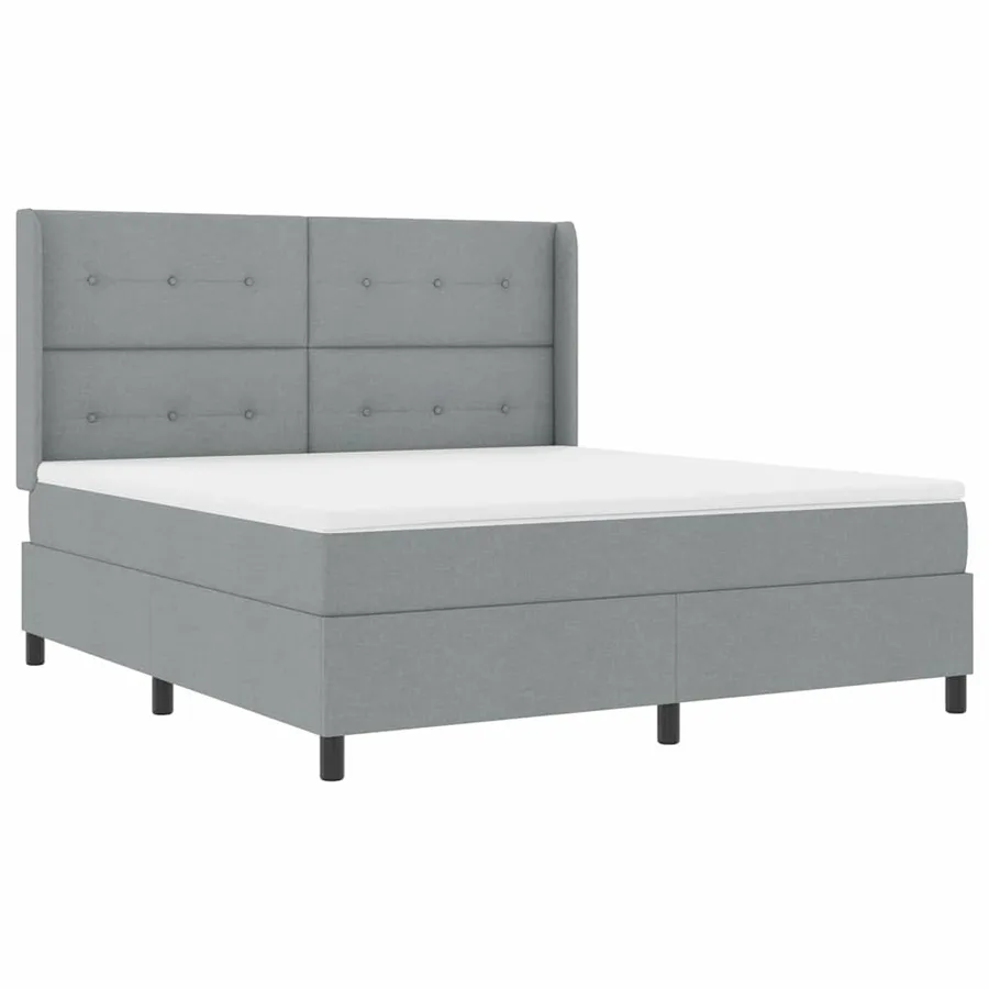 Lit à ressort LED Gris clair 180 x 200 cm tissu - 2