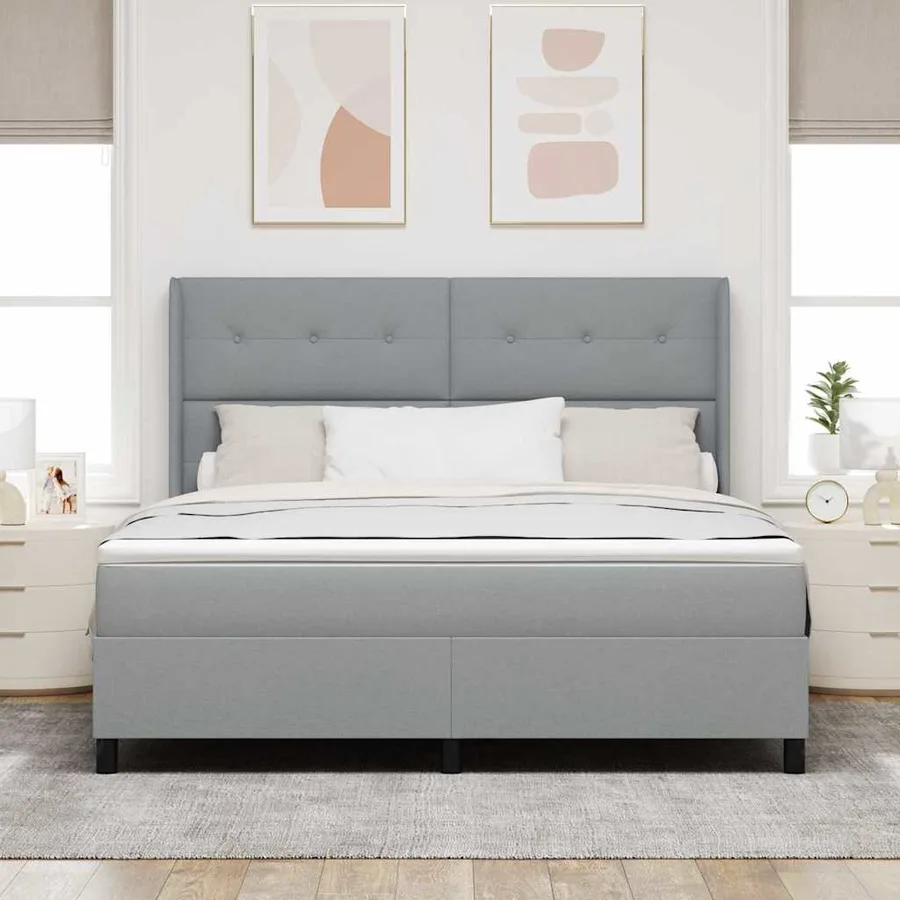 Lit à ressort LED Gris clair 180 x 200 cm tissu - 4