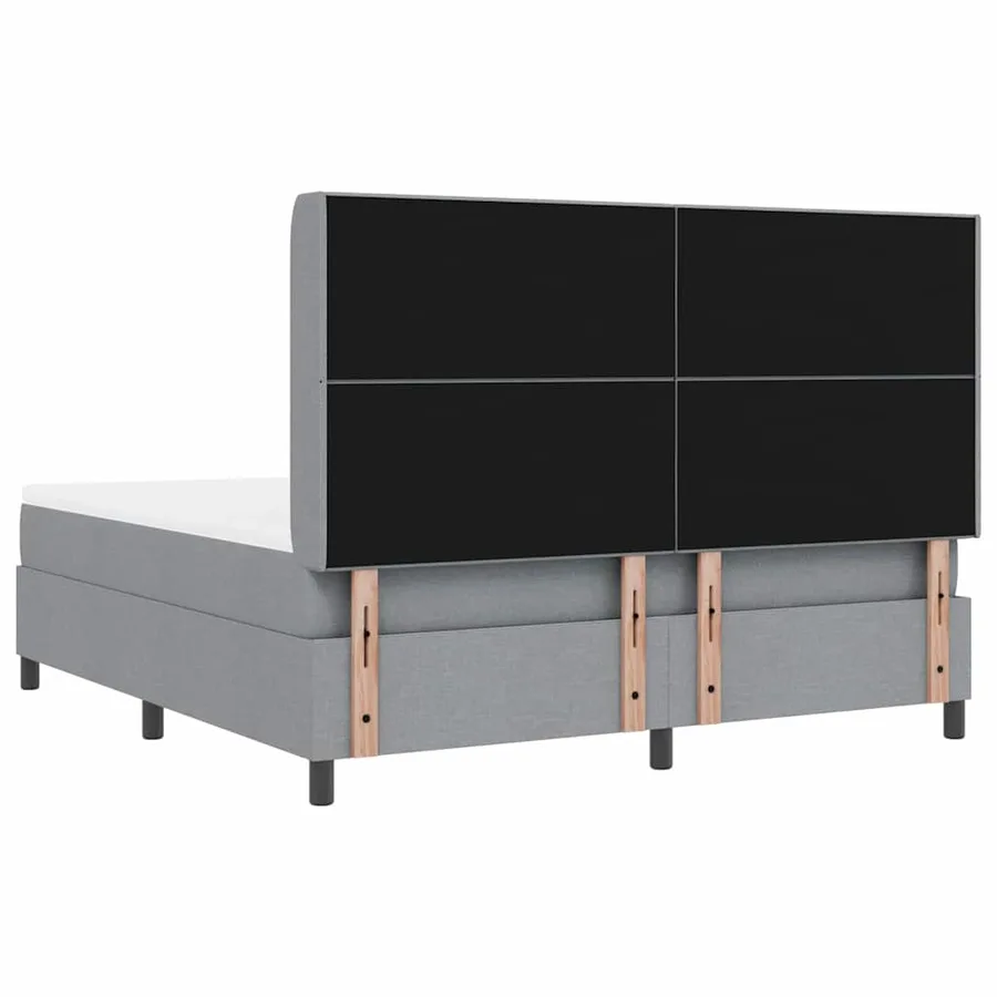Lit à ressort LED Gris clair 180 x 200 cm tissu - 8