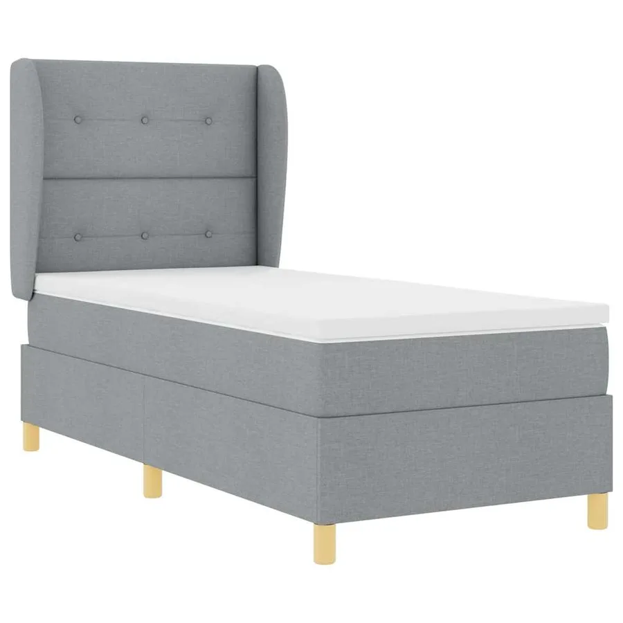 Lit à ressorts avec tête de lit Gris clair 200 x 90 cm tissu - 5