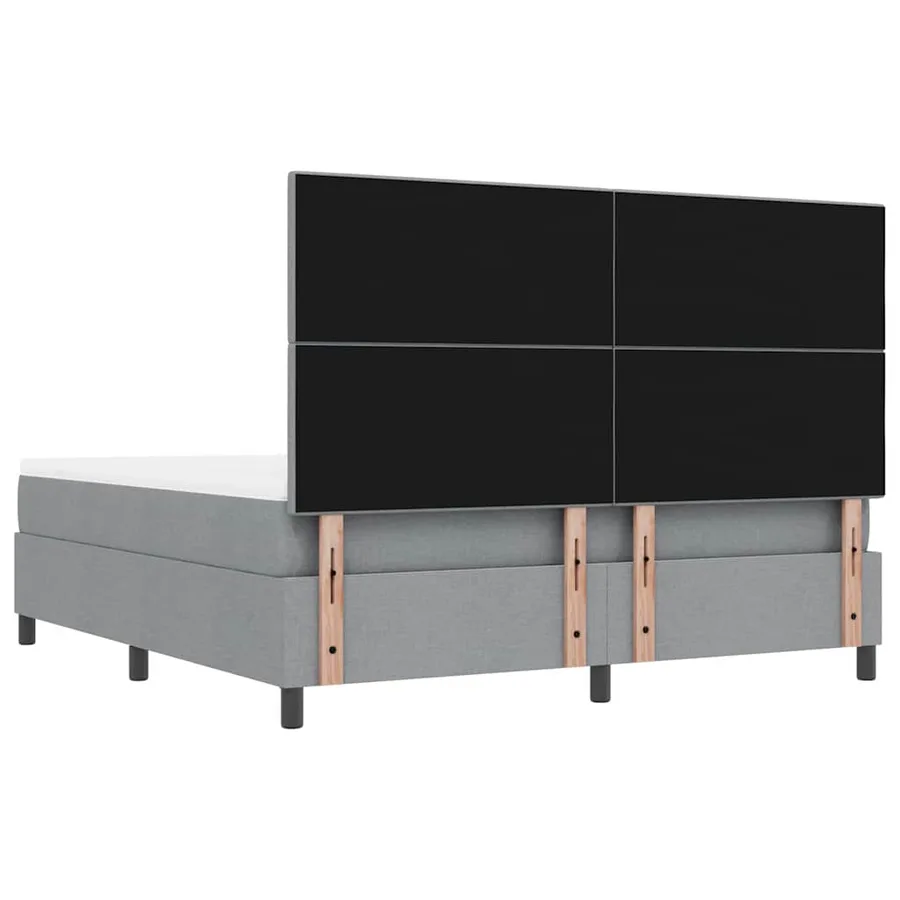 Lit à ressorts avec tête de lit Gris clair 180 x 200 cm tissu - 10