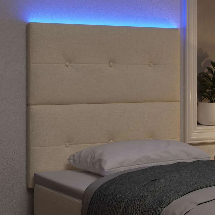Tête de lit LED avec bandes LED Crème 80 cm tissu - 4