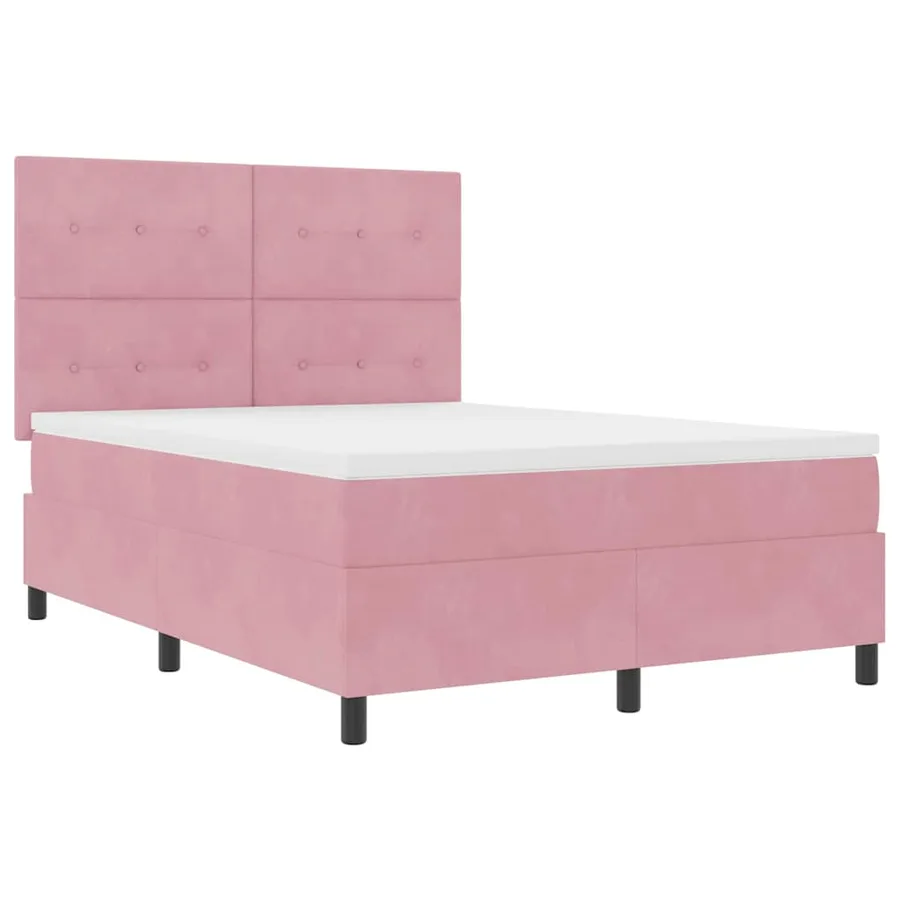 Lit à ressorts avec tête de lit Rose 140 x 190 cm Velours - 5