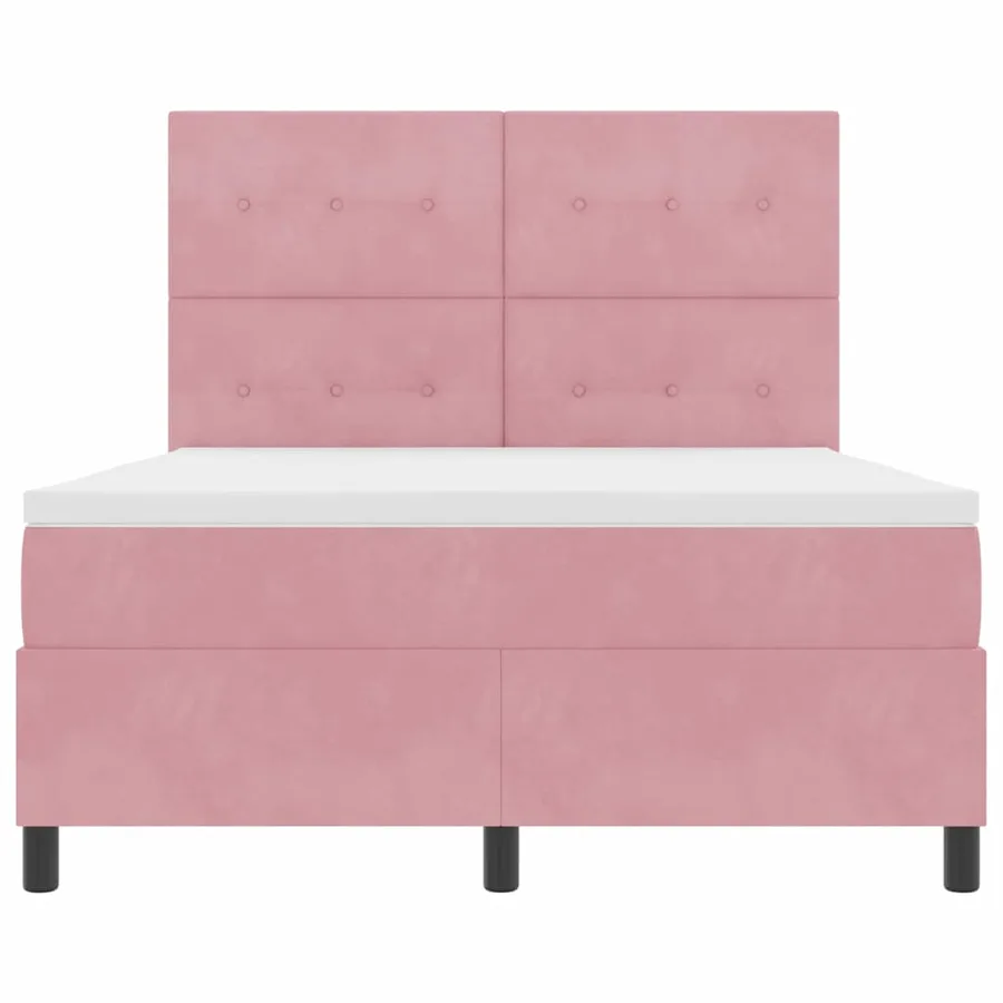 Lit à ressorts avec tête de lit Rose 140 x 190 cm Velours - 7