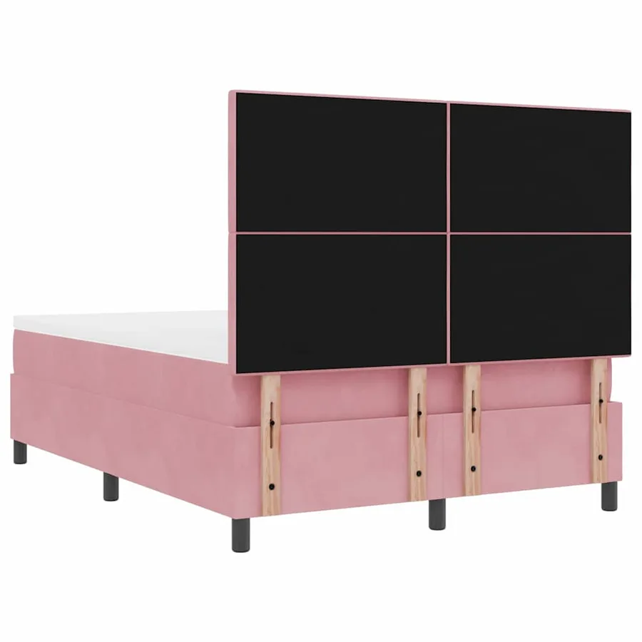 Lit à ressorts avec tête de lit Rose 140 x 190 cm Velours - 9