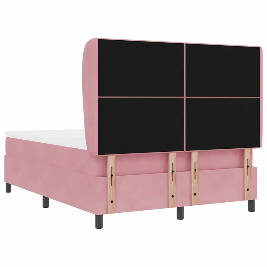 Lit à ressorts avec tête de lit Rose 190 x 140 cm Velours - 9