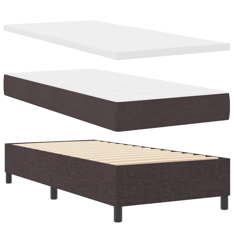 Lit à ressorts avec bandes LED Marron foncé 90 x 190 cm tissu